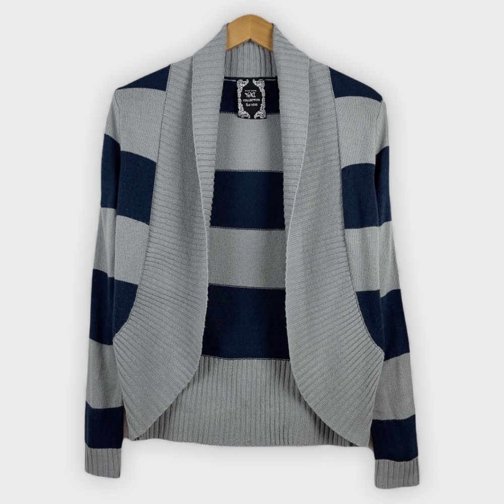 New York Yoki Collection Navy Blue & Gray Cardigan